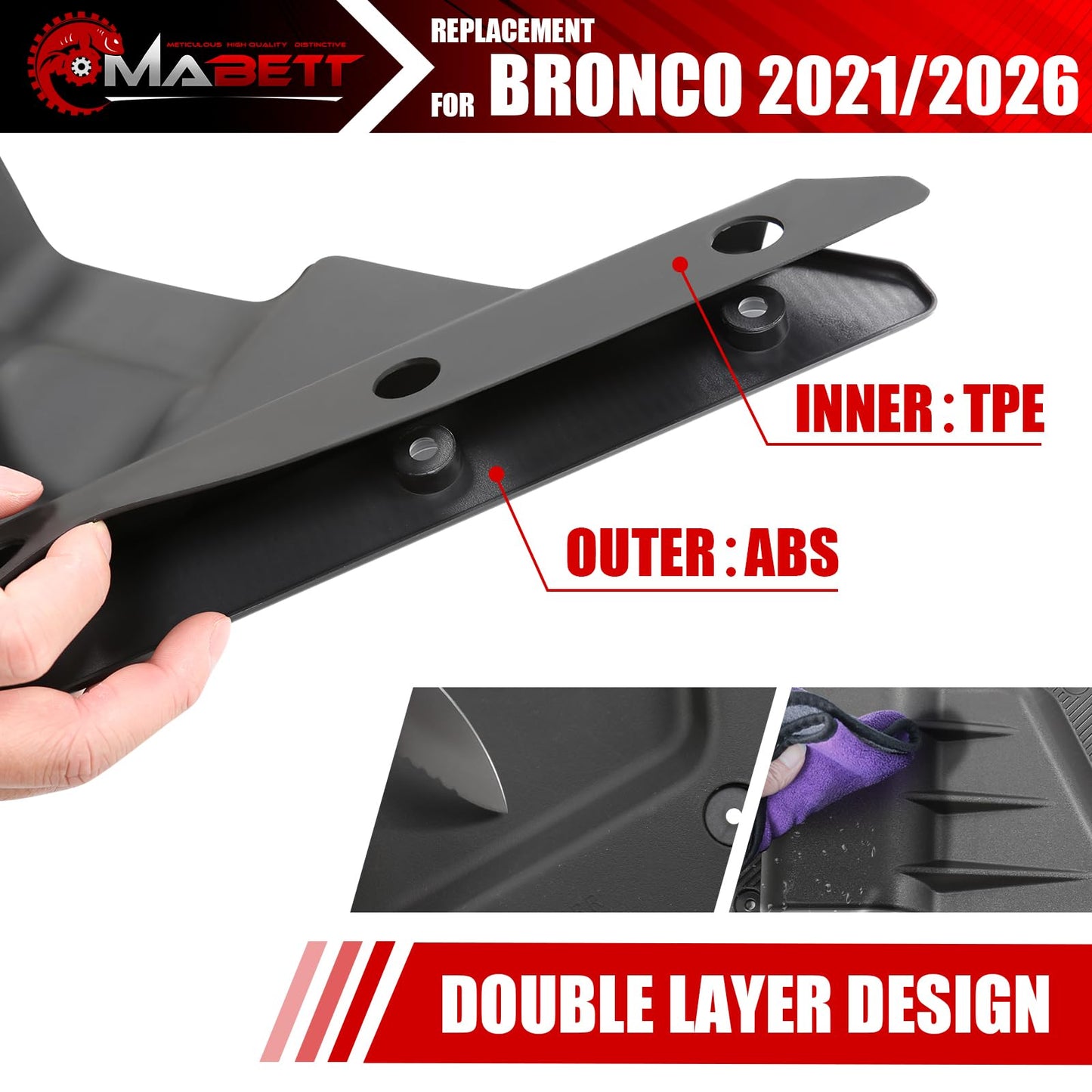 Mabett Rear Door Pocket for Ford Bronco Accessories 2021-2026