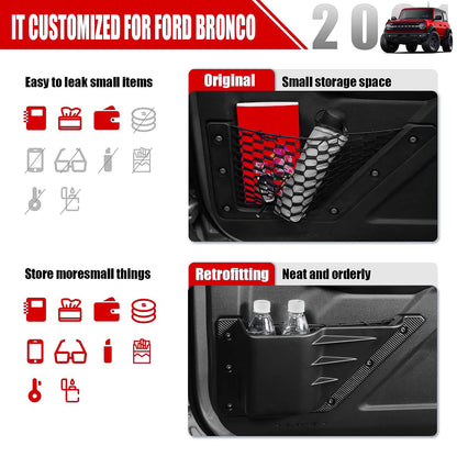 Mabett Front Door Storage Pockets for Ford Bronco Accessories 2021-2026