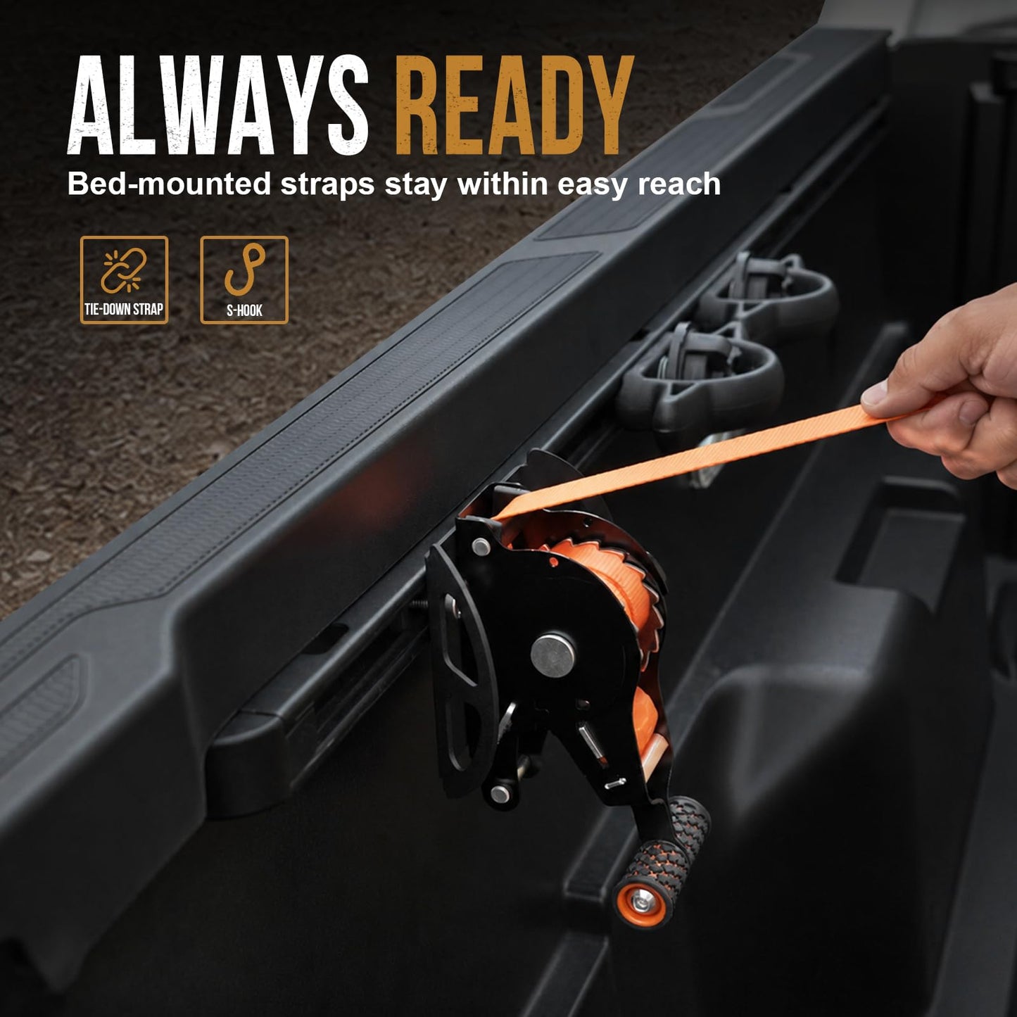 Retractable Ratchet Straps for 2005–2026 Toyota Tacoma
