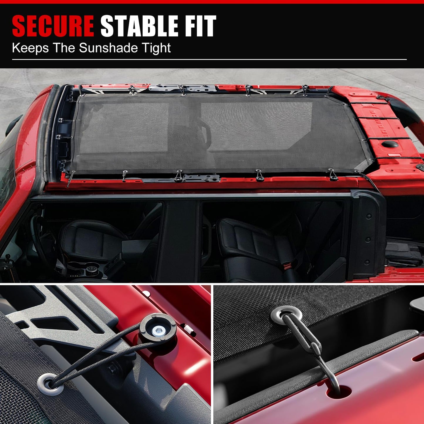 Full-Length Mesh Sunshade for 2021–2026 Ford Bronco 4-Door