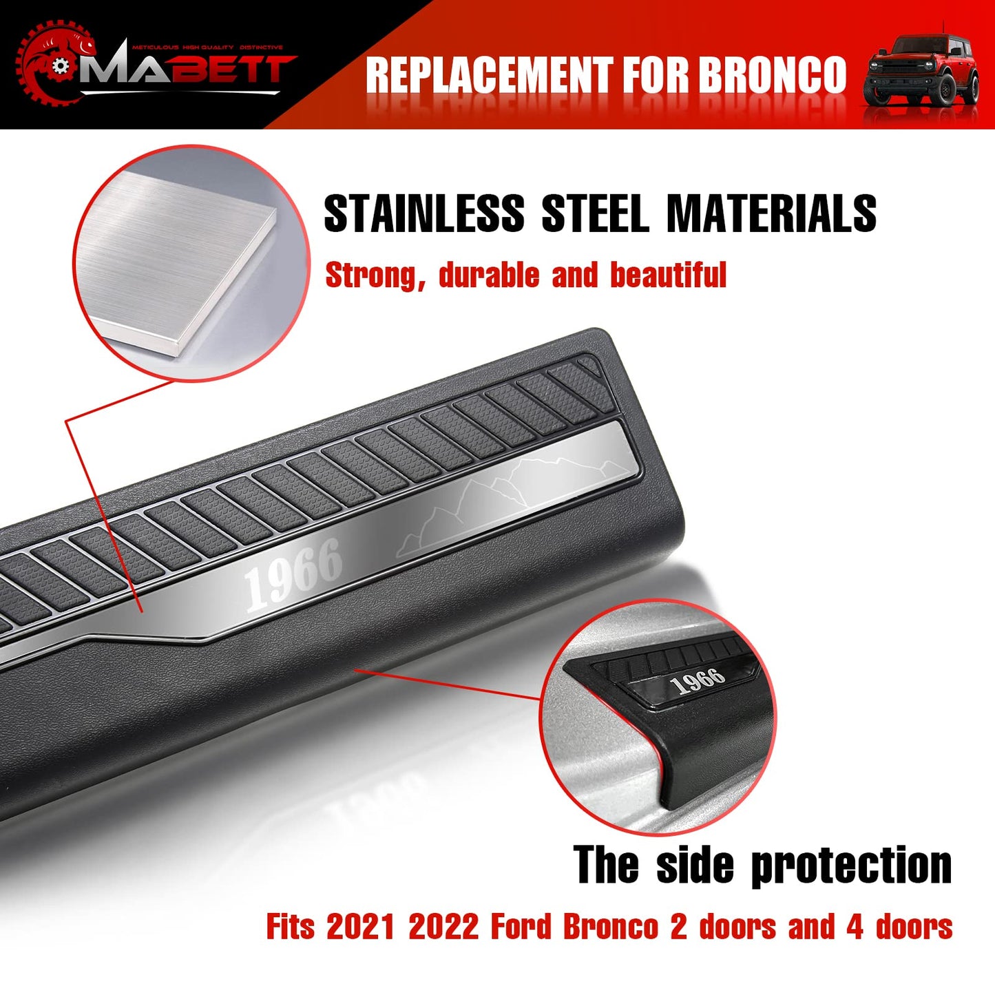 Mabett Door Edge Guards for Ford Bronco Accessories 2021-2026 4 Door