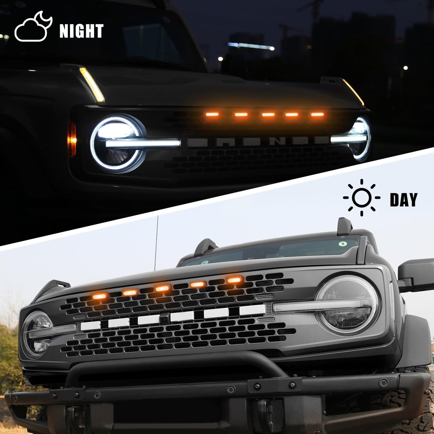Mabett LED Grille Lights for Ford Bronco Accessories 2021-2026 2/4-Door