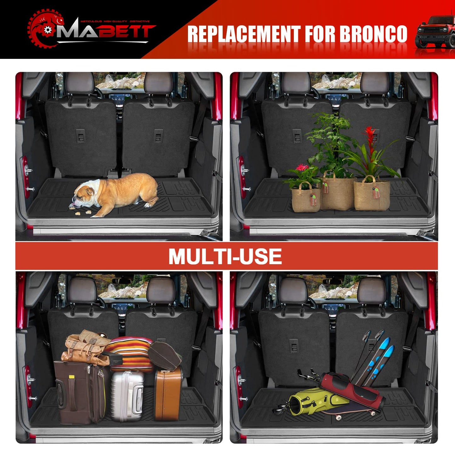 Mabett Cargo Liner Trunk Mat for Ford Bronco Accessories 2021-2026 2-Door