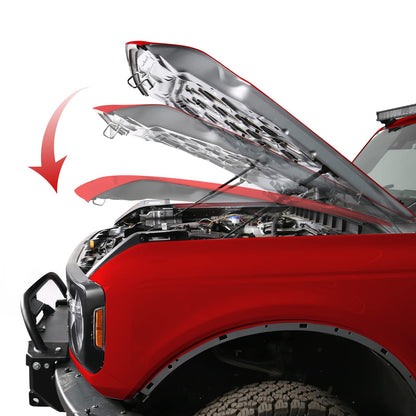 Mabett Front Bonnet Hood Lift Supports Upgraded Version for Ford Bronco Accessories 2021 2022 2023 2024 2025 2/4-Door Shock Struts Gas Springs Shocks (Carbon Steel Black)