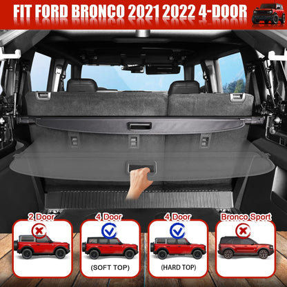 Mabett Upgrade Trunk Cargo Cover for Ford Bronco 2021-2026 4-Door