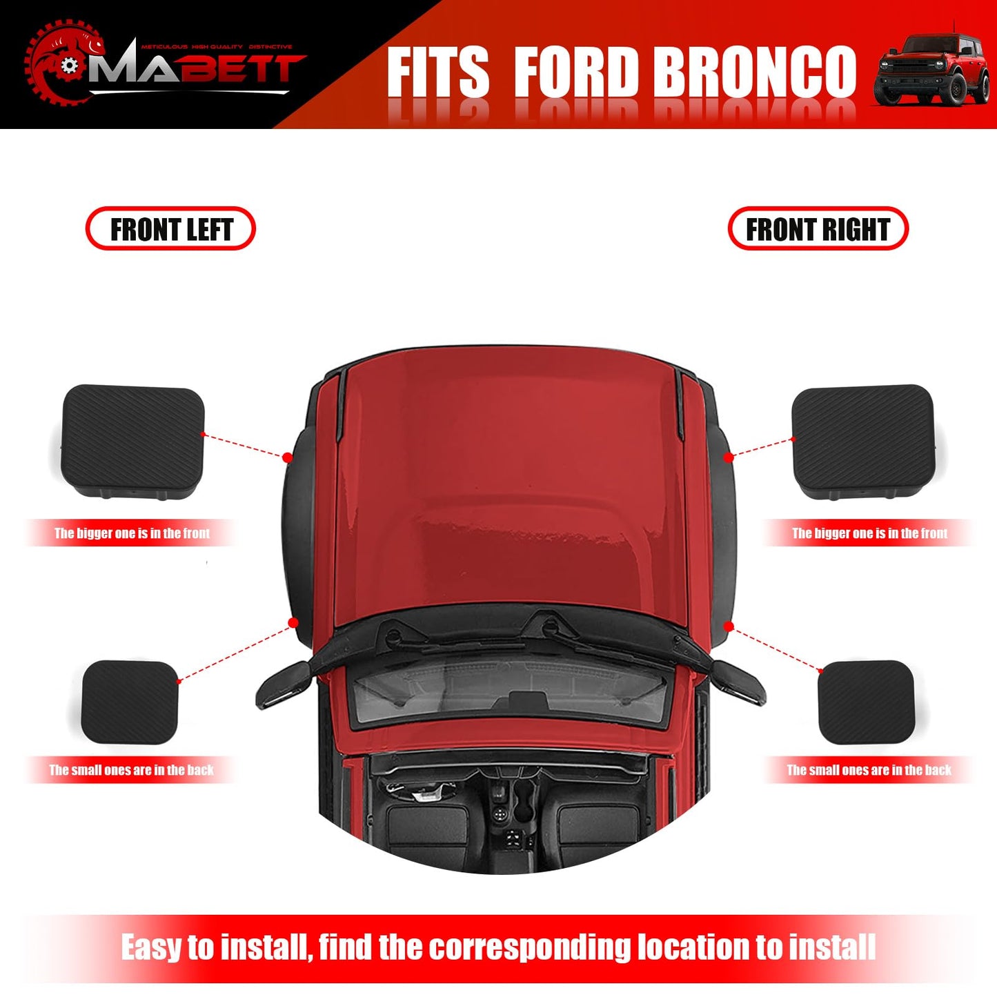 Mabett Crash Bar End Caps Front Axle Plug for Ford Bronco Accessories 2021-2024 2/4-Door
