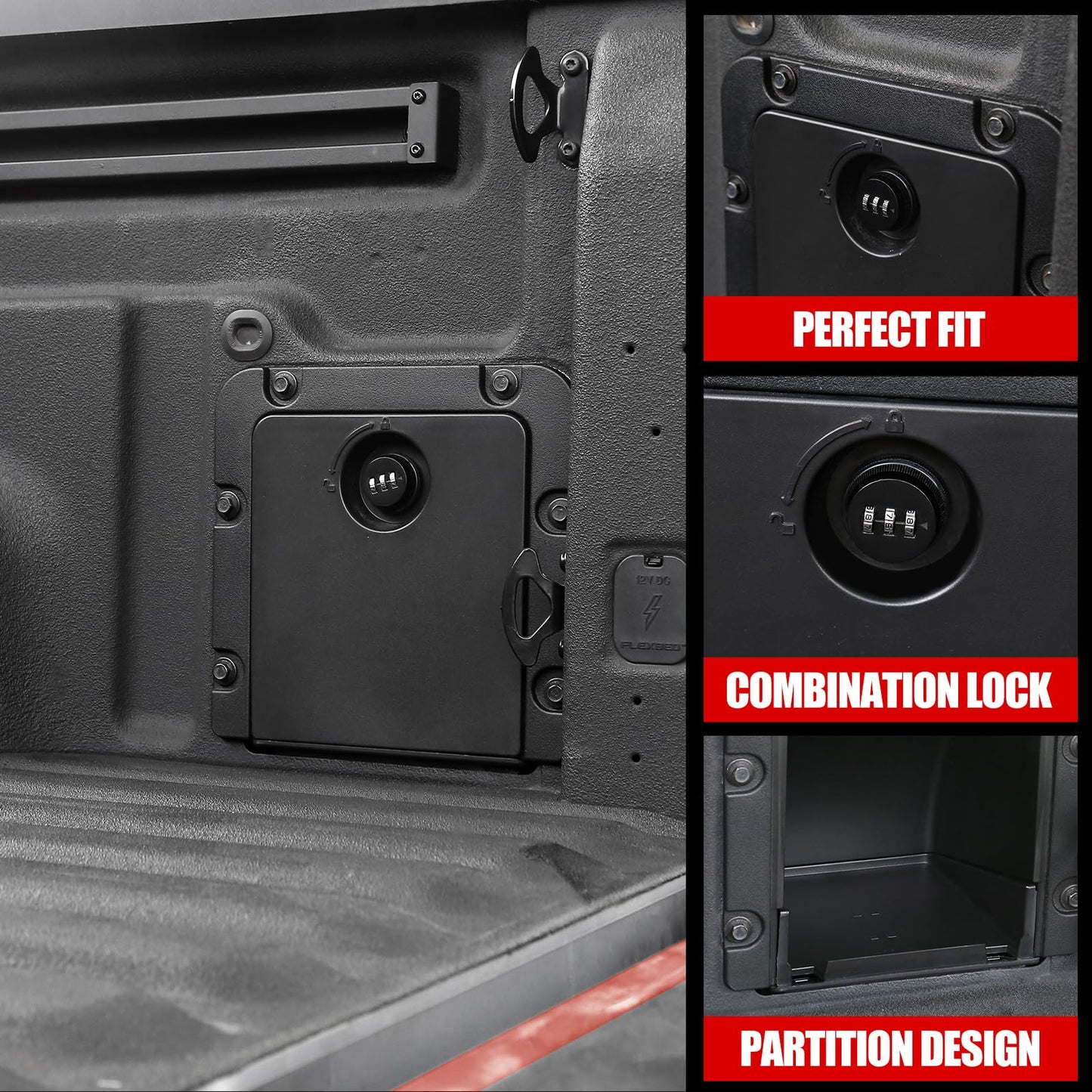 Mabett Bed Cargo Partition Storage Bin with Code Lock Compatible with Ford Maverick XL 2022-2026
