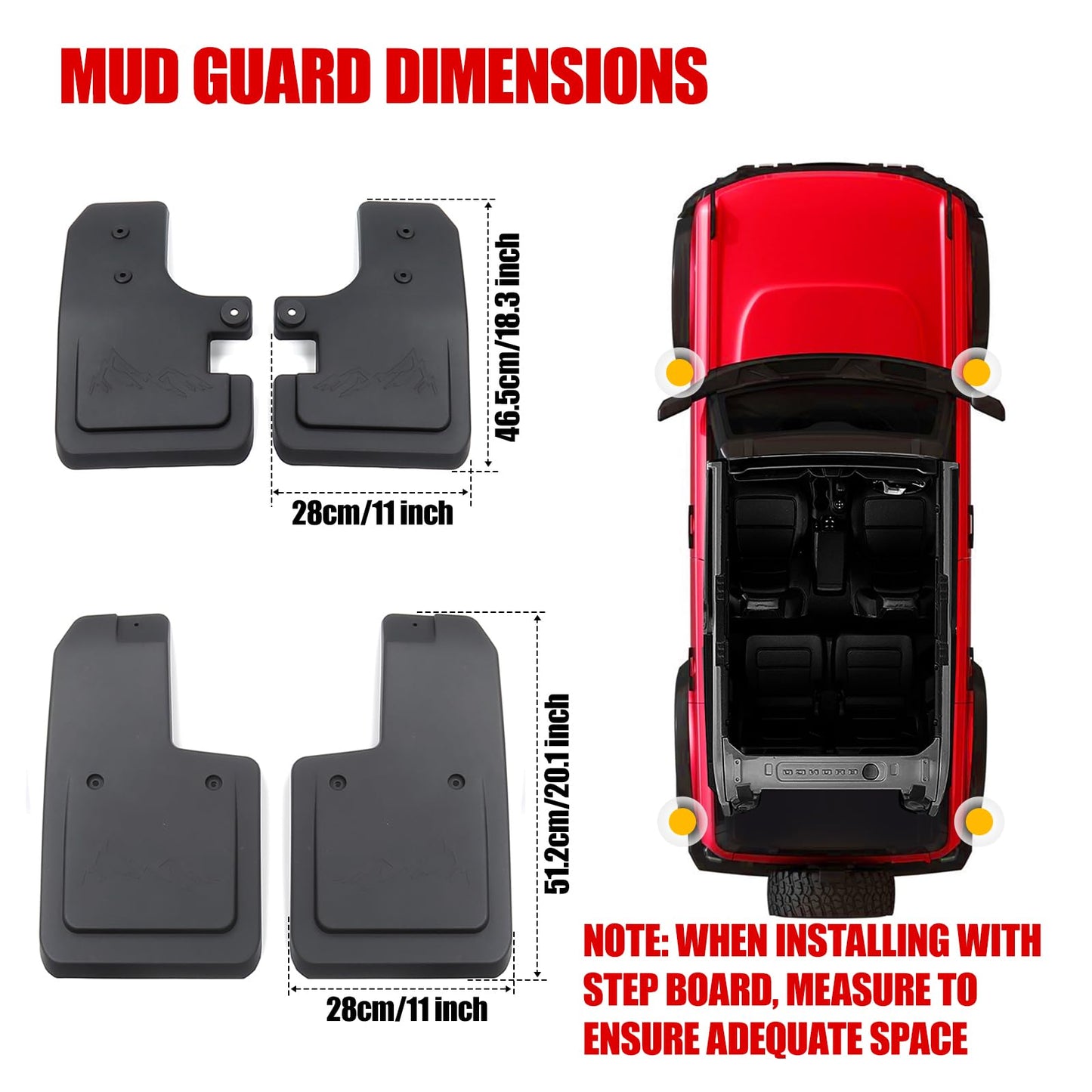 Mabett Mud Flaps for Ford Bronco Accessories 2021-2026 2/4-Door
