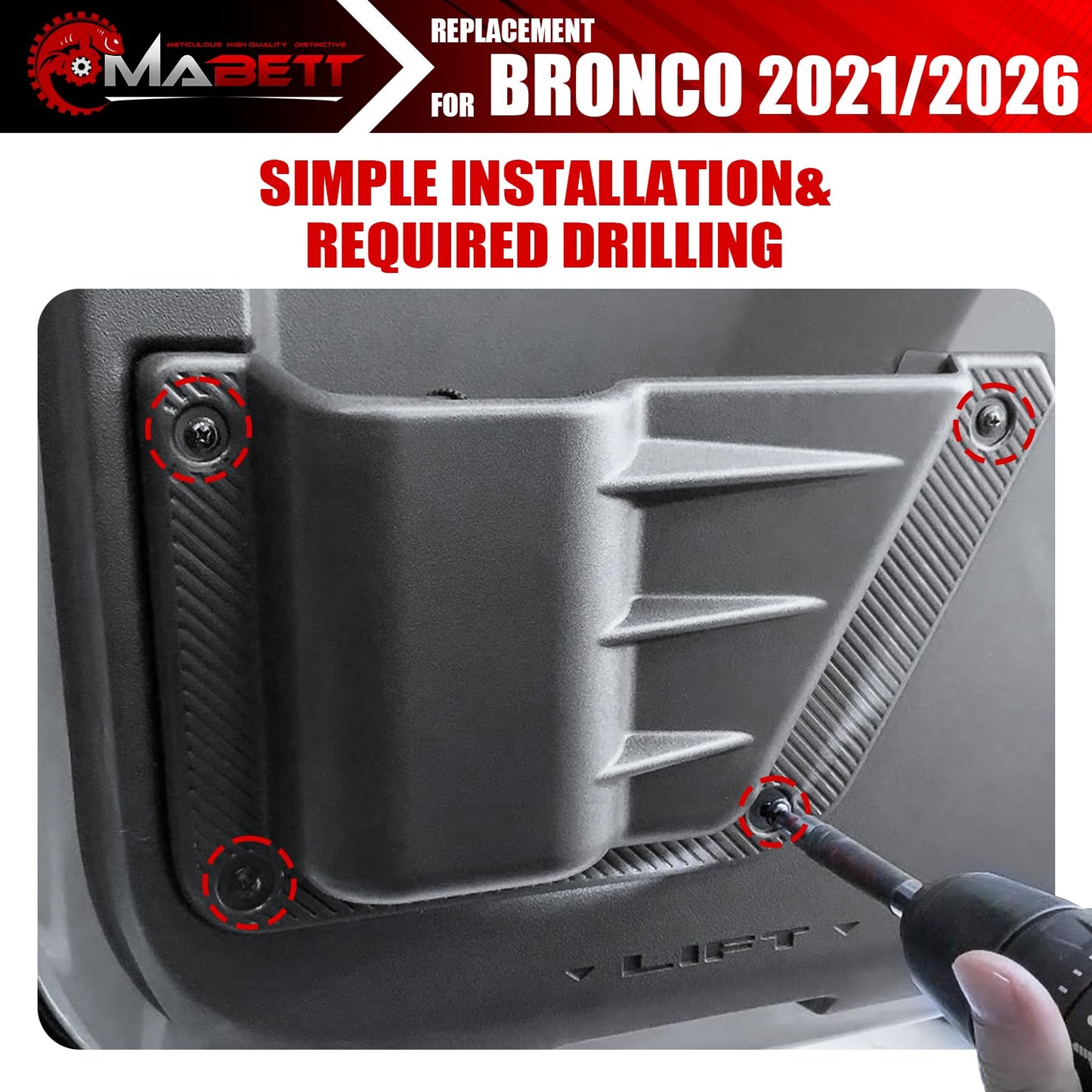 Mabett Rear Door Pocket for Ford Bronco Accessories 2021-2026