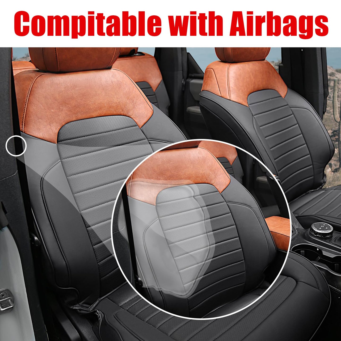 Mabett Seat Cover Protector with Rear Cup Holder for Ford Bronco 2021-2026