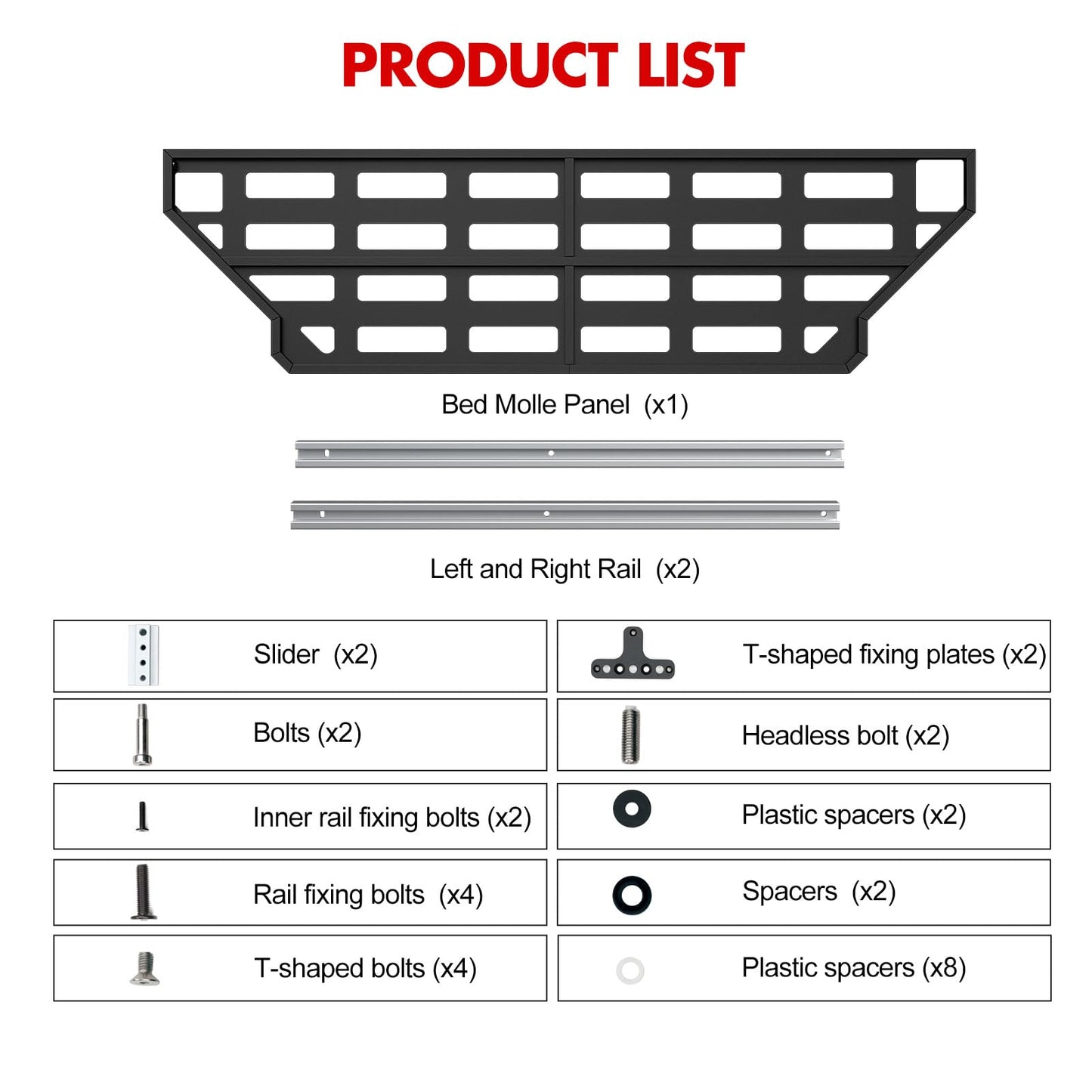 Mabett Truck Bed Divider with Bed Side Rails for Ford Maverick Accessories 2022-2026 (for XL and XLT, Bed Divider with Rails)