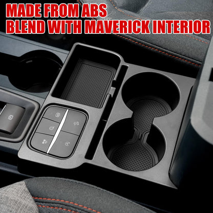 Mabett Center Console Storage Organizer and Dual Cup Holder for Ford Maverick 2022-2026